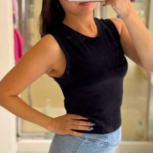 Black Crop Top Tank Top